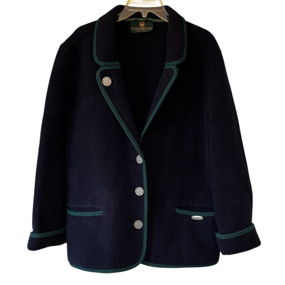 Giesswein Navy Jacket with Dark Green Trim